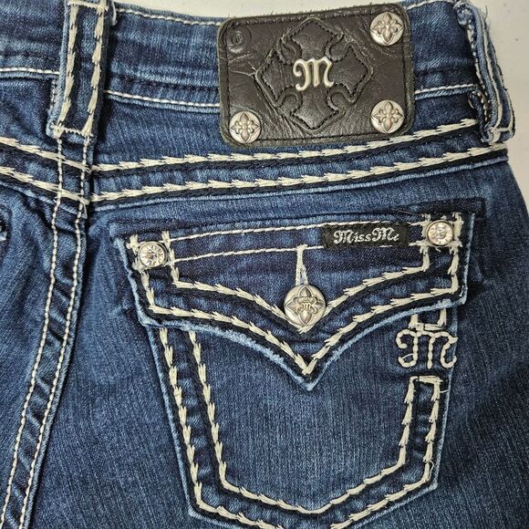 MISS ME Jeans Women's 26 (28x27) Signature Skinny Blue Low-Rise Flap Pockets - Picture 9 of 10